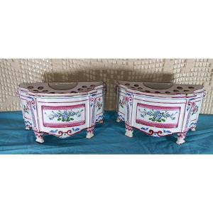 Paire de Bouquetières de St Clément - Fin XVIII siècle