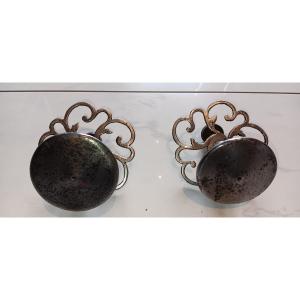 Pair Of Wrought Iron Door Knobs - 18th Century