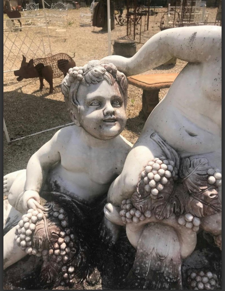  Groupe En Marbre Blanc Statuaire Représentant Des Enfants-photo-4