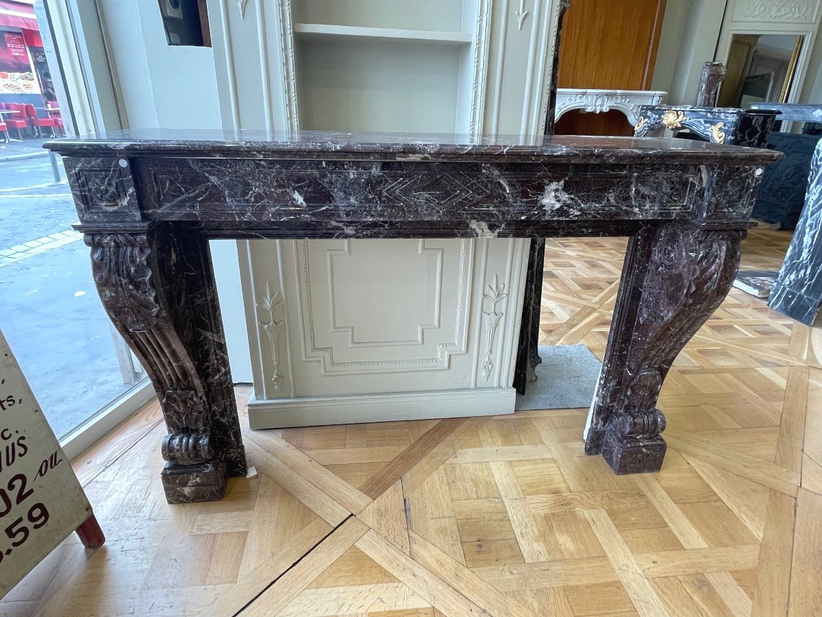 Elegant Pair Of Antique Empire Style Fireplaces Made In Levanto Marble Late 19th Century-photo-2