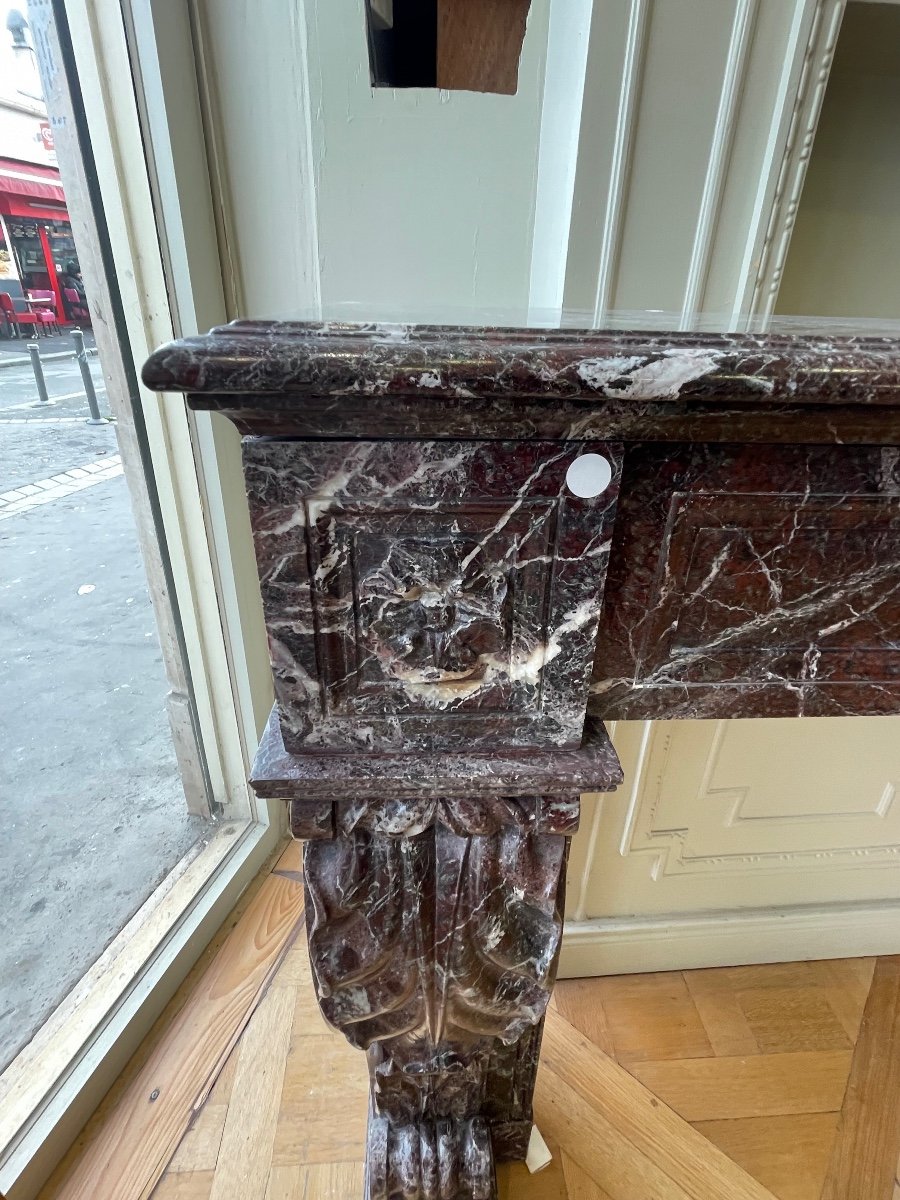 Elegant Pair Of Antique Empire Style Fireplaces Made In Levanto Marble Late 19th Century-photo-4