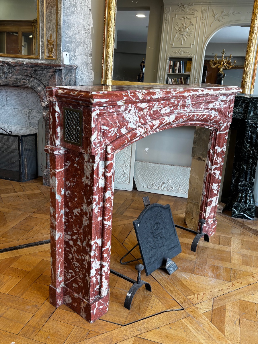 Elegant Antique Louis XIV Style Fireplace Incarna Turquin Marble Late 19th Century-photo-2