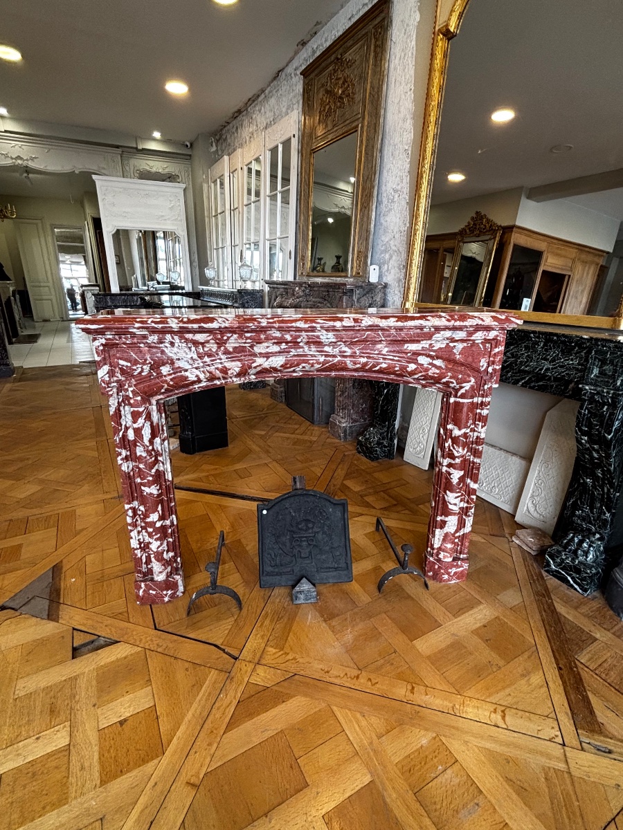 Elegant Antique Louis XIV Style Fireplace Incarna Turquin Marble Late 19th Century