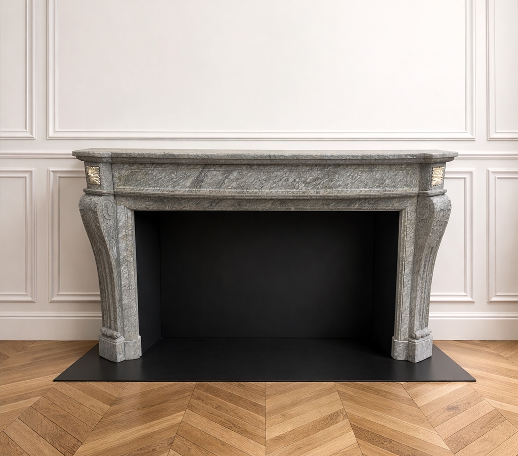 Rare Old Louis XVI Style Fireplace Dating From The End Of The 19th Century In Estour Green Marble