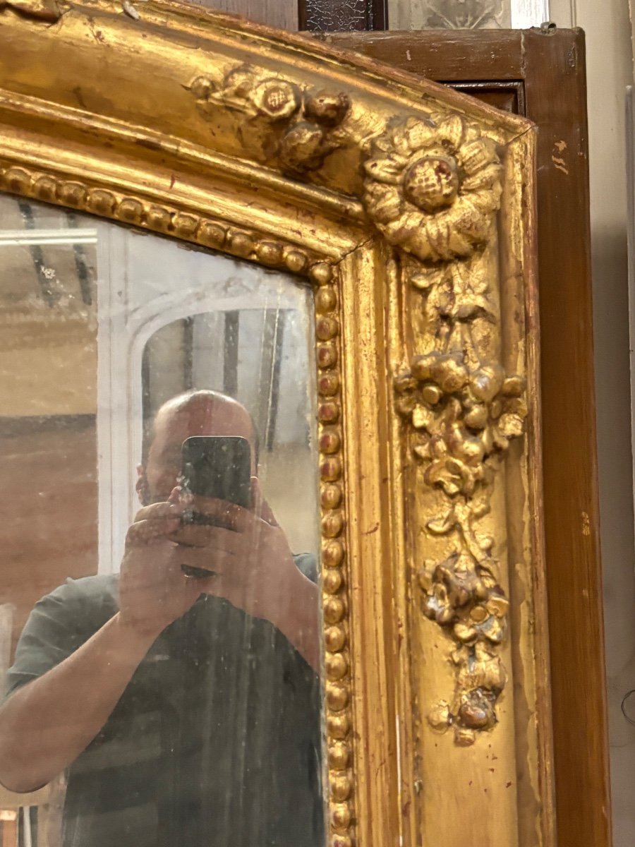 Jolie Miroir Doré De Cheminée Doré De Style Louis XV Fin XIXeme -photo-3