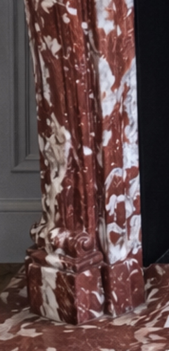 Beautiful Antique Louis XV Style Fireplace In Incarna Turquin Marble From The End Of The 19th Century-photo-1