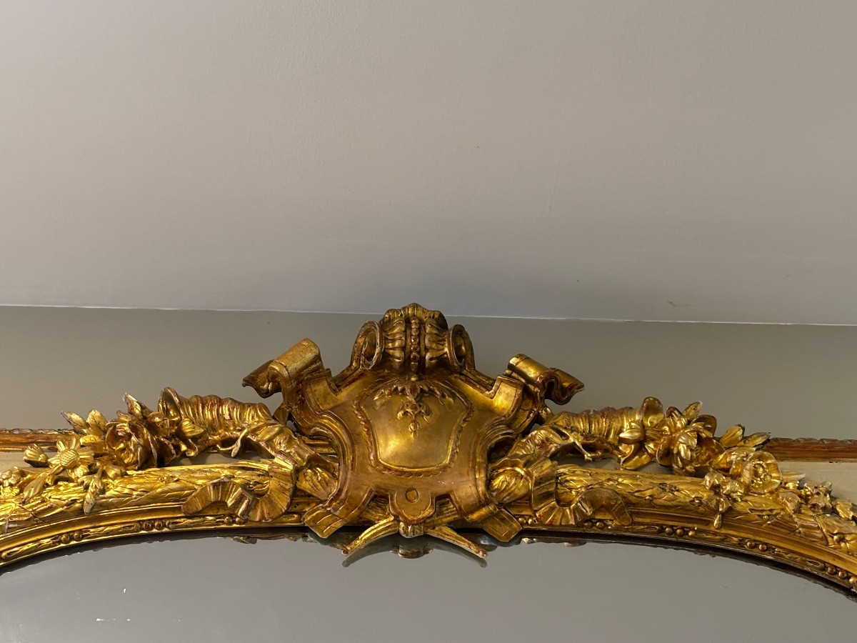 Beautiful Richly Carved Gilded Mirror In Louis XVI Style Dating From The End Of The 19th Century -photo-2