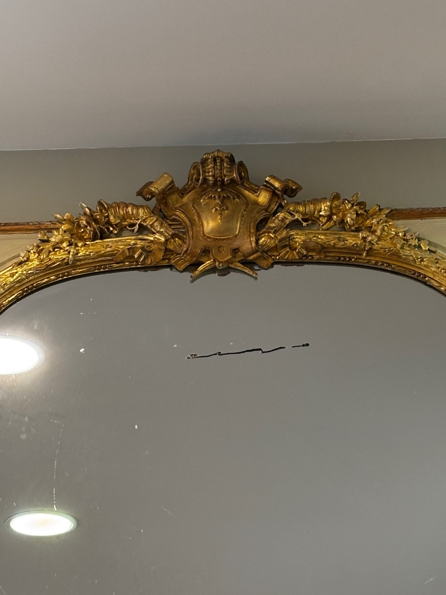 Beautiful Richly Carved Gilded Mirror In Louis XVI Style Dating From The End Of The 19th Century -photo-4