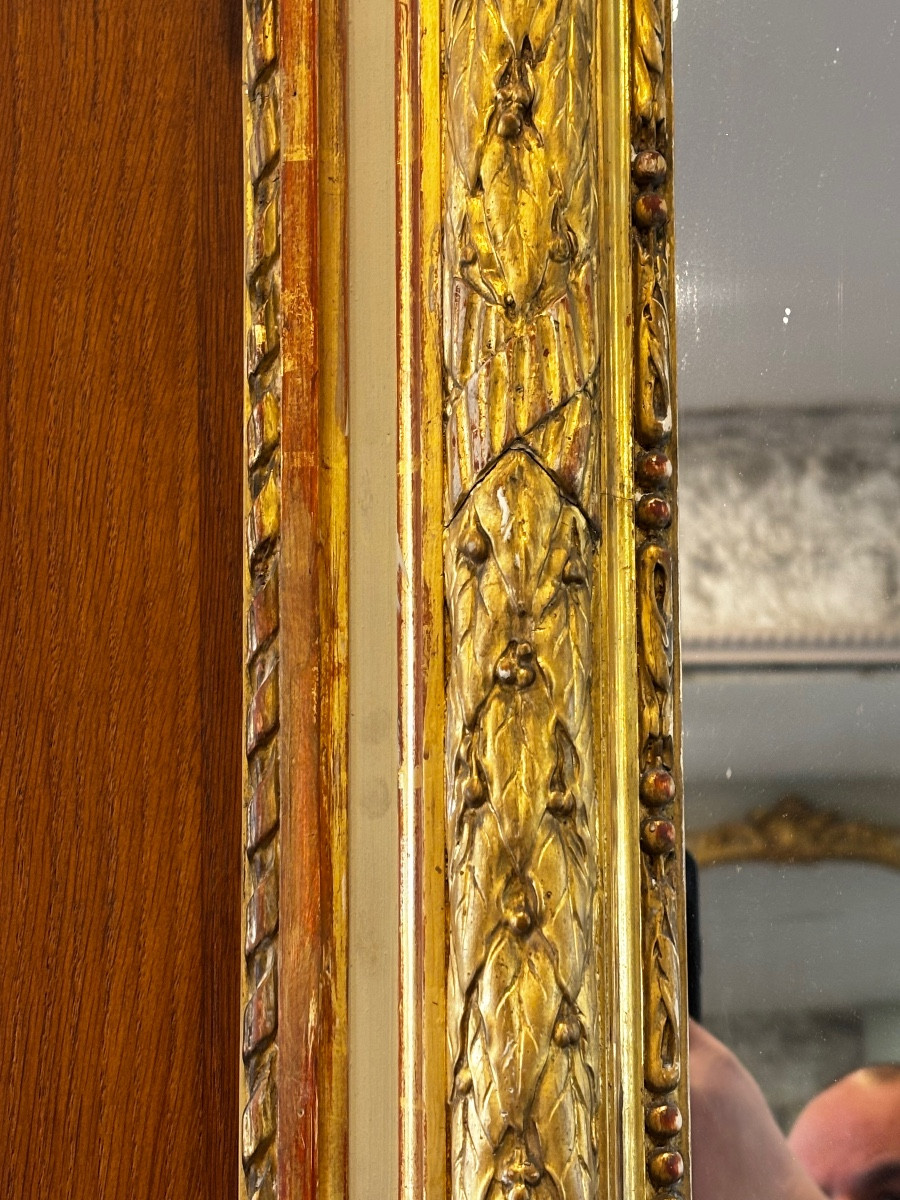 Beautiful Richly Carved Gilded Mirror In Louis XVI Style Dating From The End Of The 19th Century -photo-3
