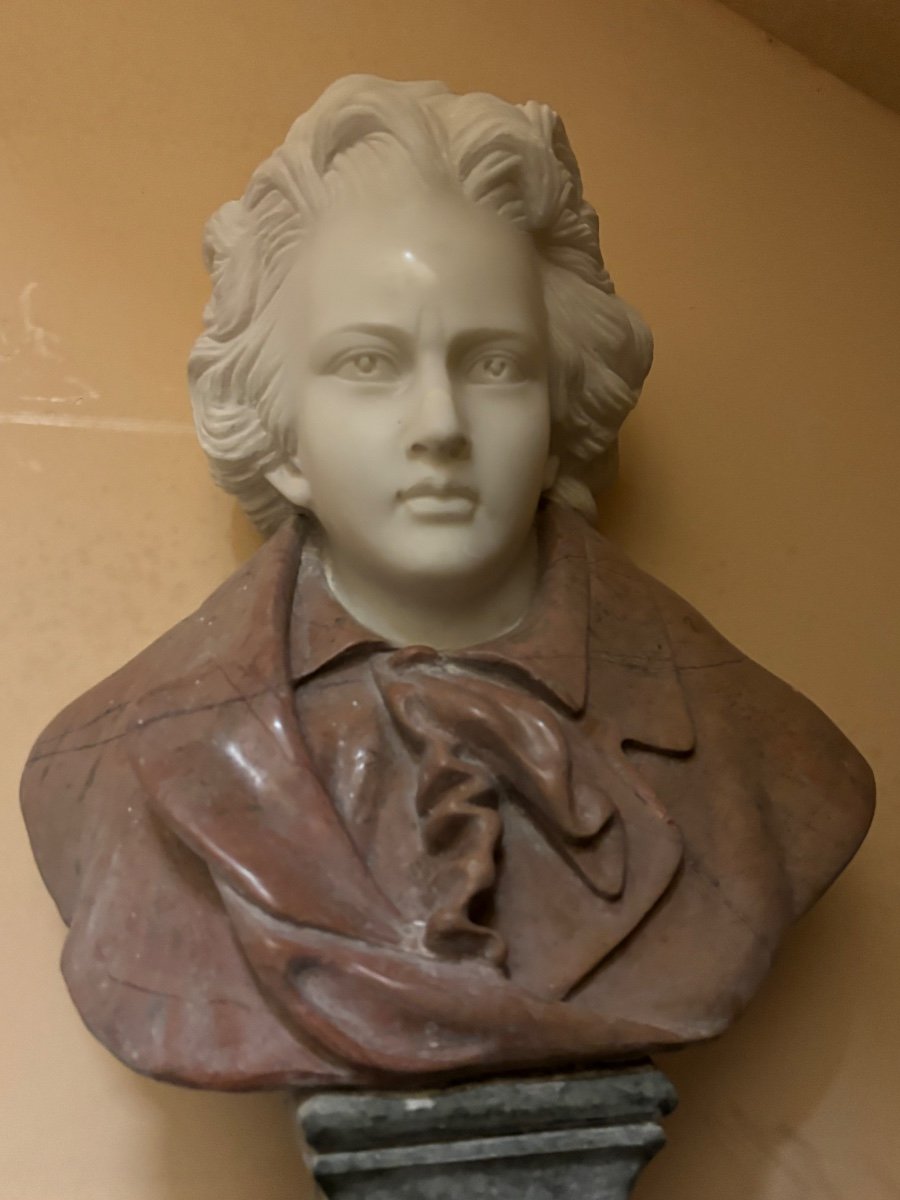 Beautiful Pair Of Two-tone Marble Busts Representing Mozart -photo-4
