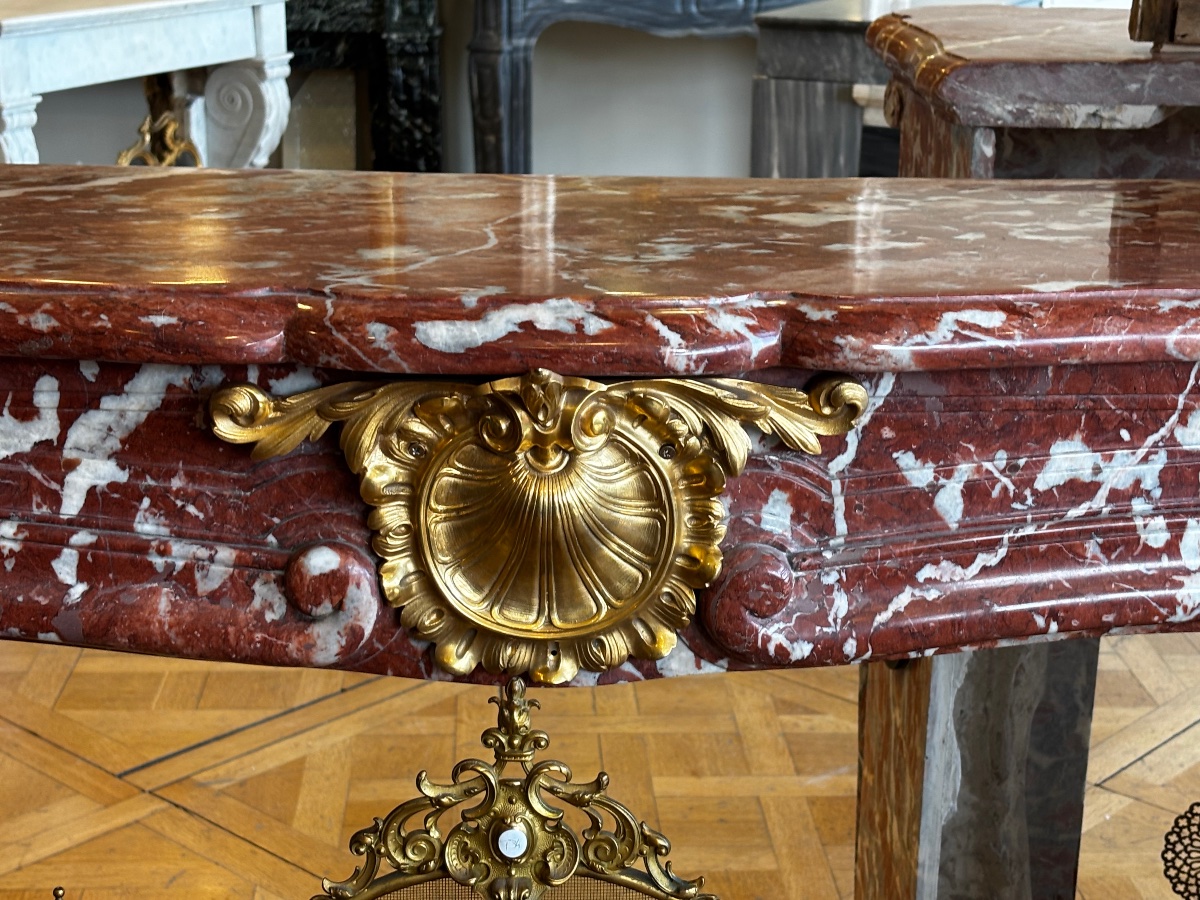Cheminées De Style Louis XV Napoléon III Réalisée En Marbre Rouge Incarna Turquin-photo-2