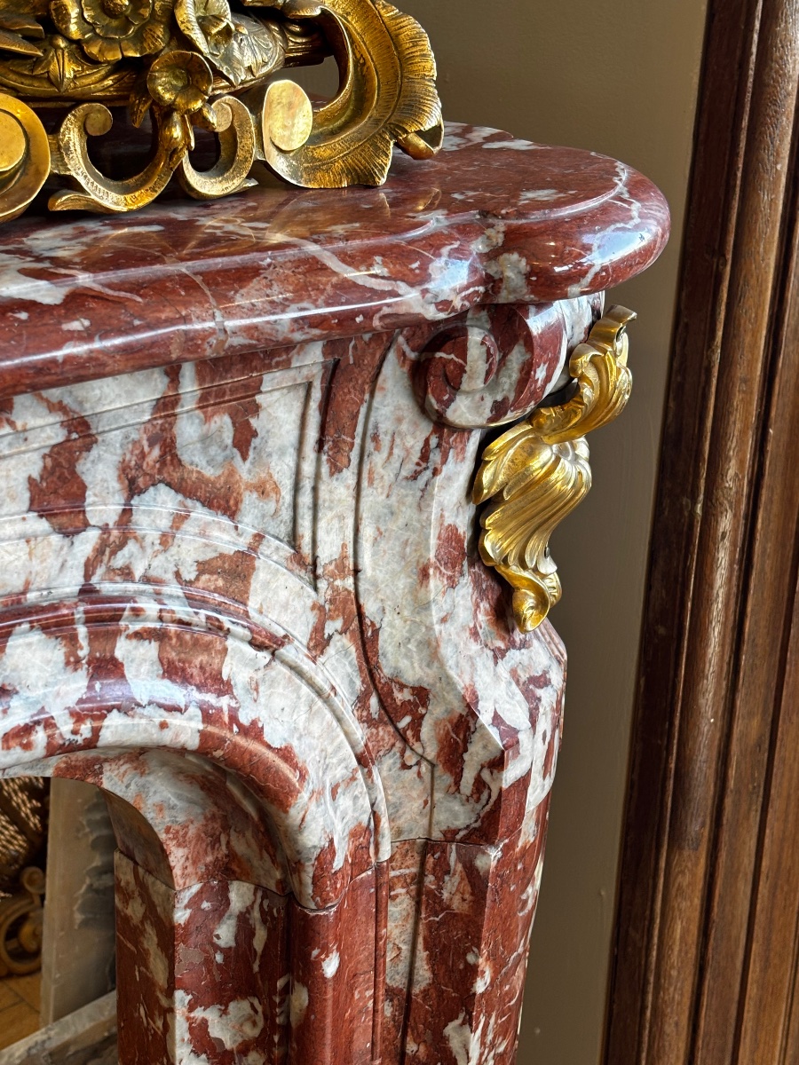 Cheminées De Style Louis XV Napoléon III Réalisée En Marbre Rouge Incarna Turquin-photo-4