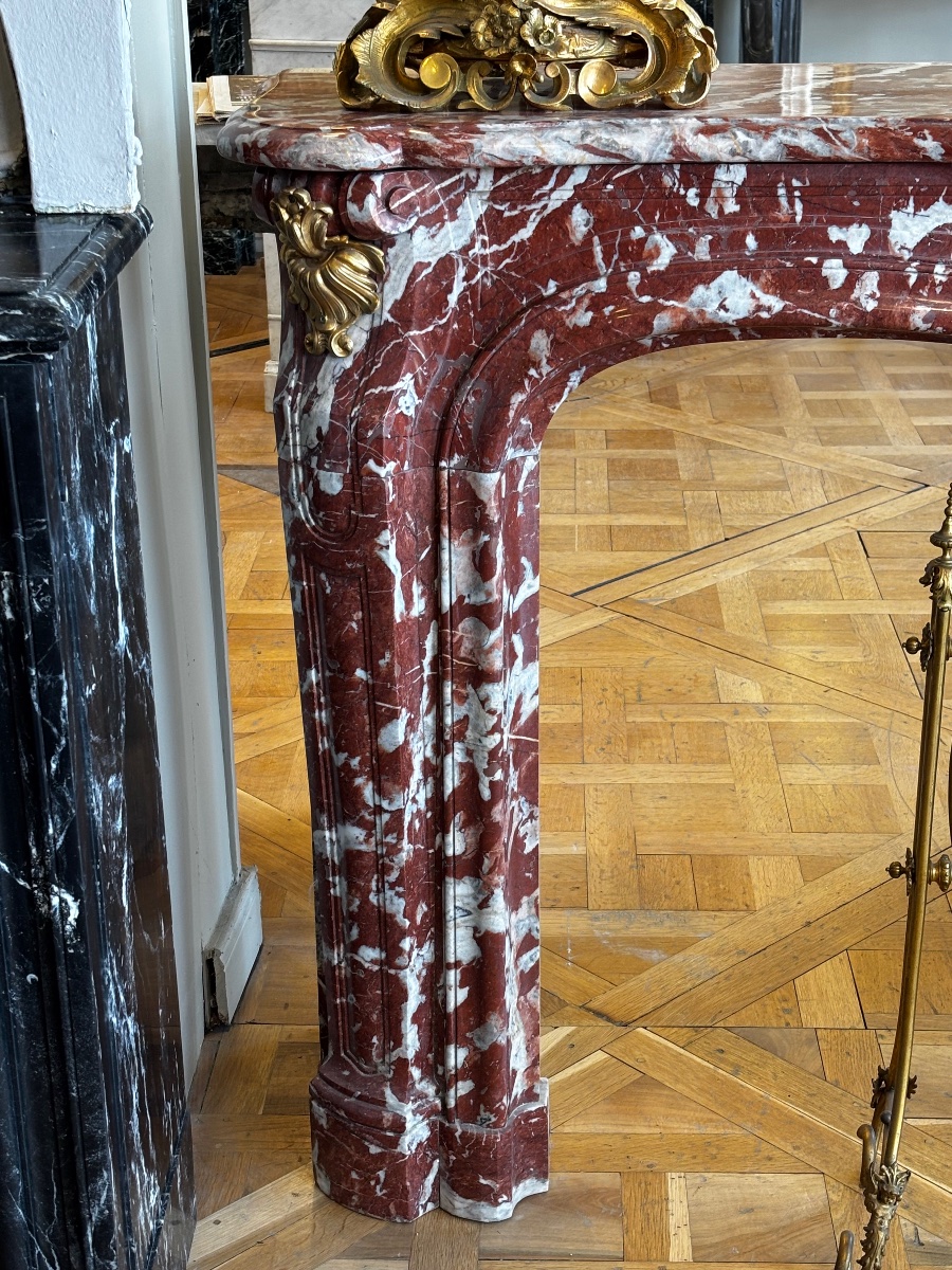 Cheminées De Style Louis XV Napoléon III Réalisée En Marbre Rouge Incarna Turquin-photo-1