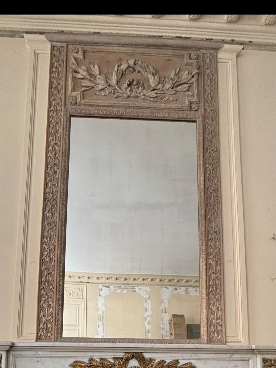 Antique Louis XVI Style Fireplace Trumeau, Late 19th Century
