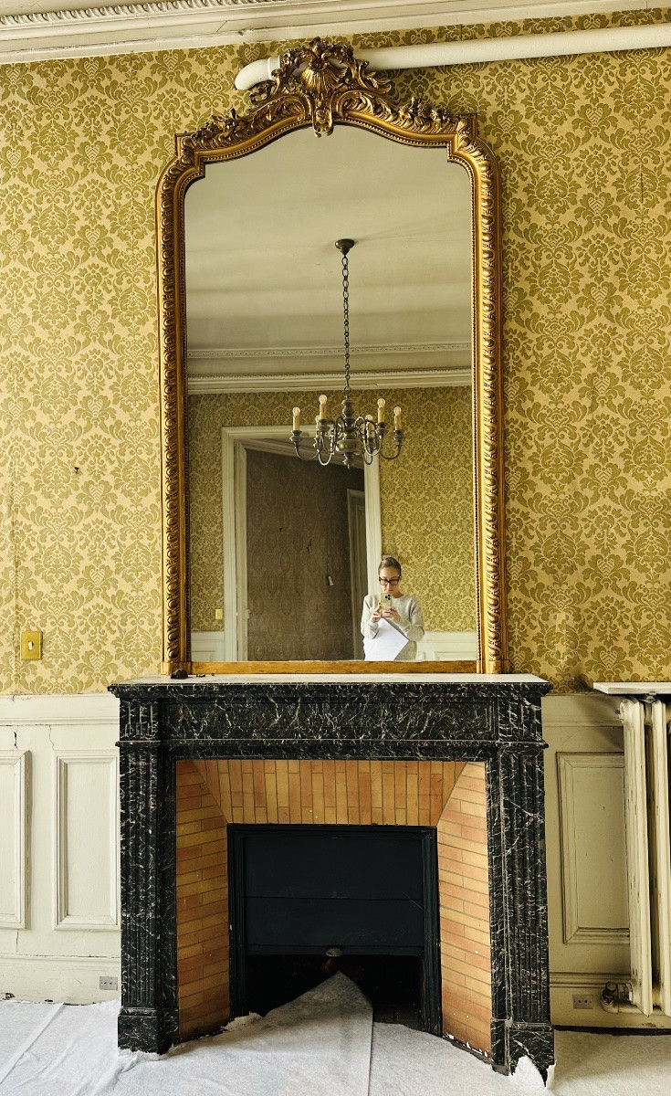 Cheminée En Marbre Gris Saint Anne De Style Louis XVI Datant De La Fin Du XIXeme Siecle -photo-4