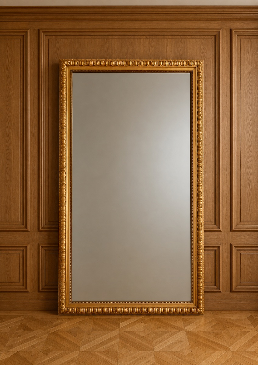Very Large Gold Leaf Mirror, Louis XVI Style, 19th Century