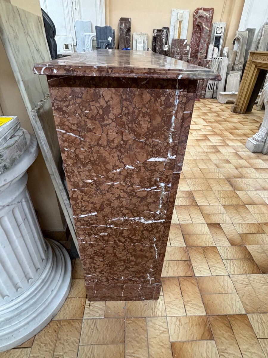 Antique Louis XIV Style Fireplace Known As Boudin Made Of Orange Marble From The Late 19th Century -photo-4