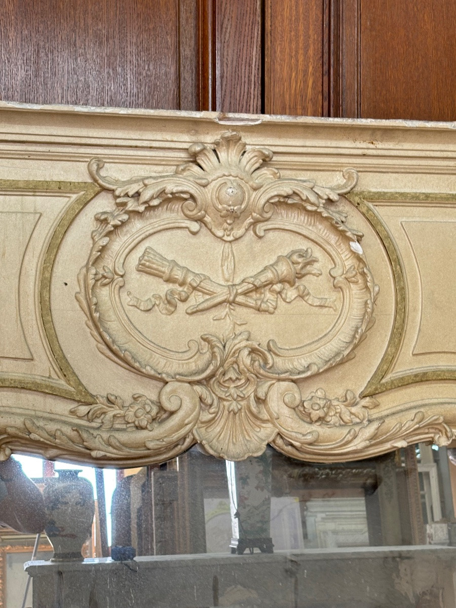 Grand miroir richement sculpté de style Louis XV peint datant de la fin du XIXeme siècle -photo-2