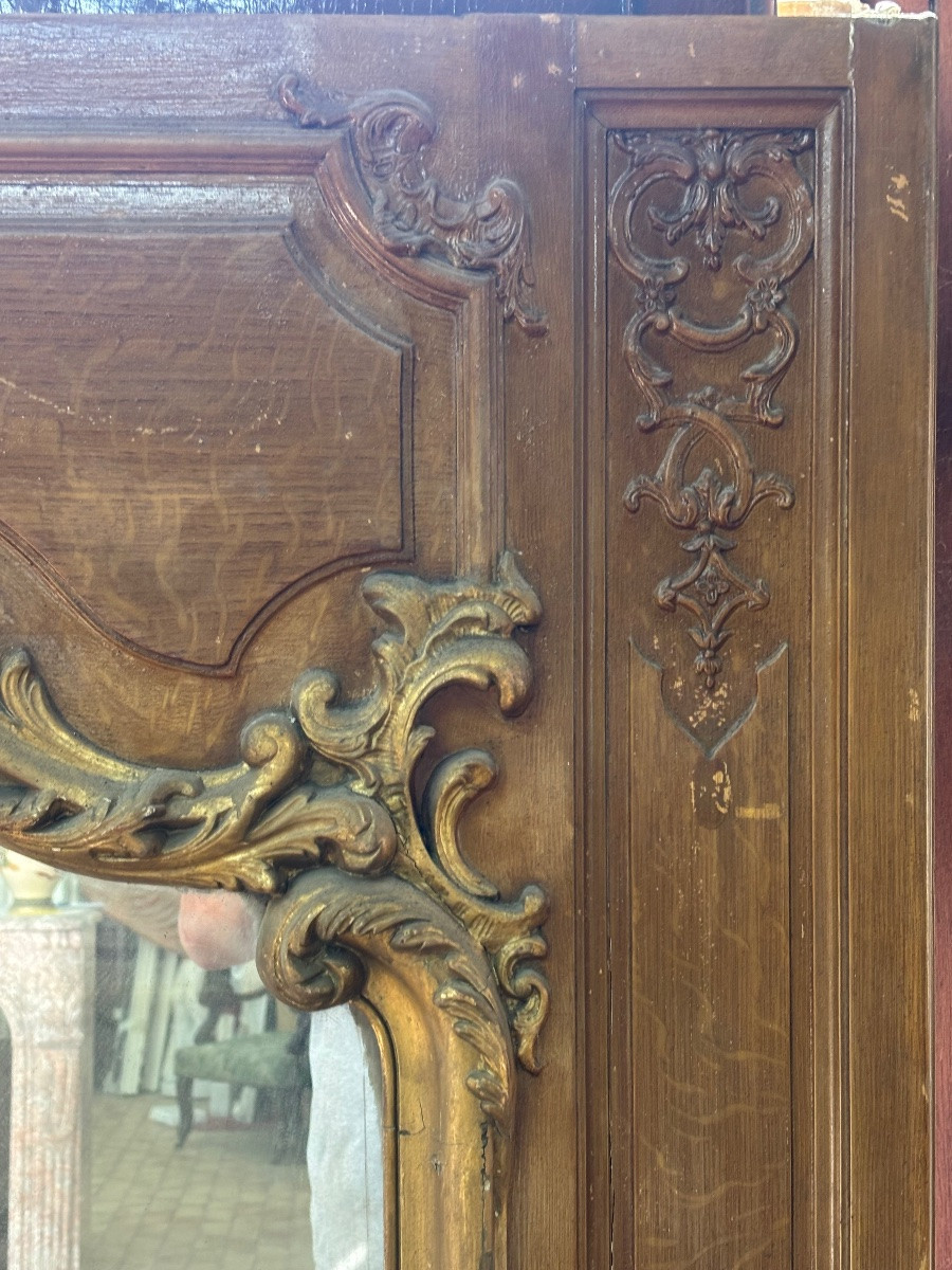 Louis XV Style Gilded And Painted Fireplace Mirror, Late 19th Century-photo-3