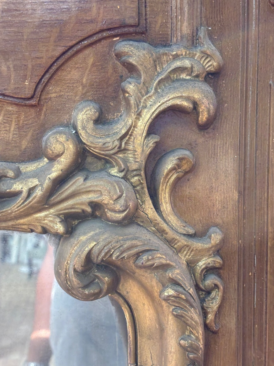 Louis XV Style Gilded And Painted Fireplace Mirror, Late 19th Century-photo-4