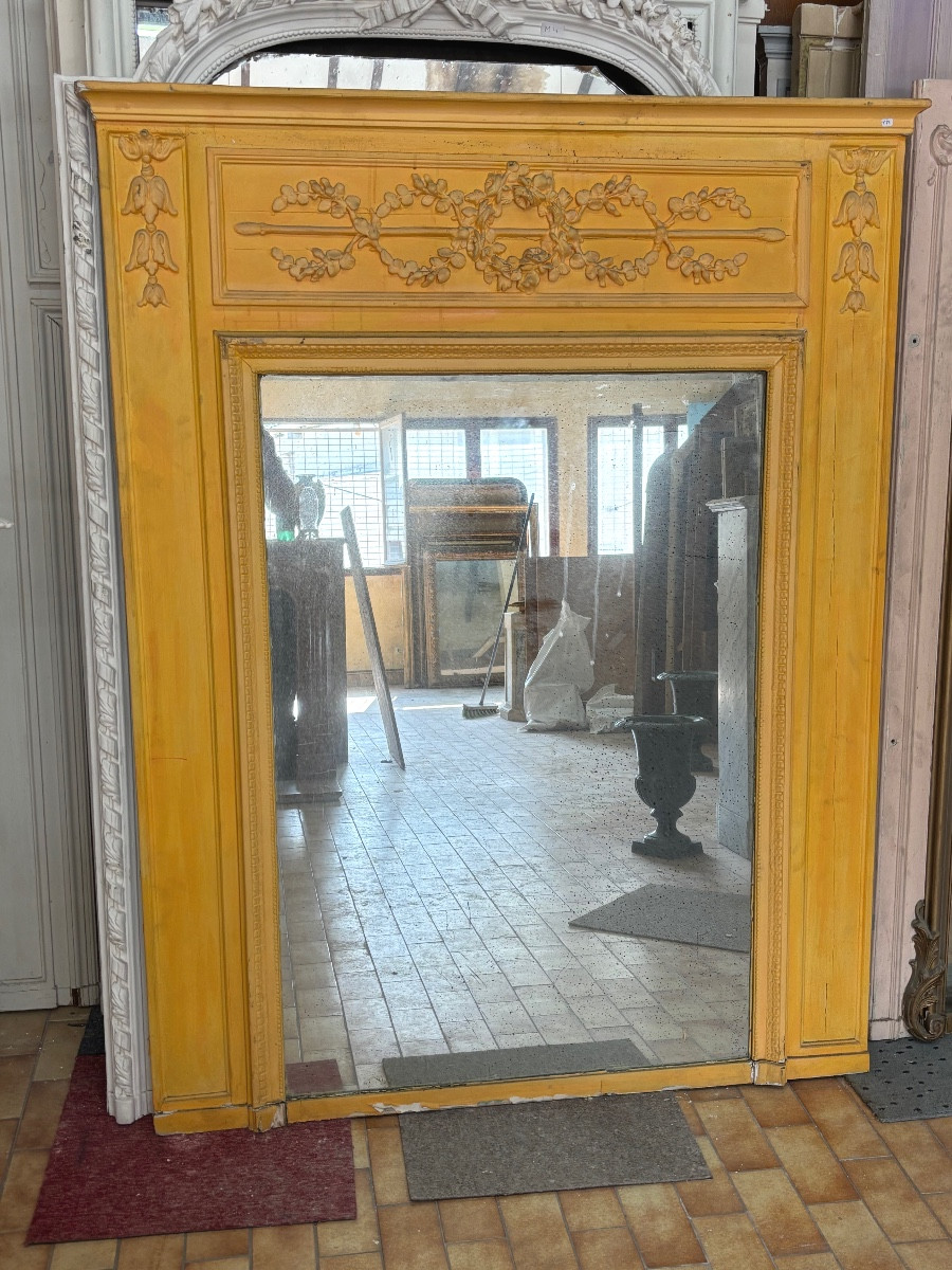 Trumeau ancien de style Louis XVI à décor de couronnes de Lauriers  Fin XIXeme