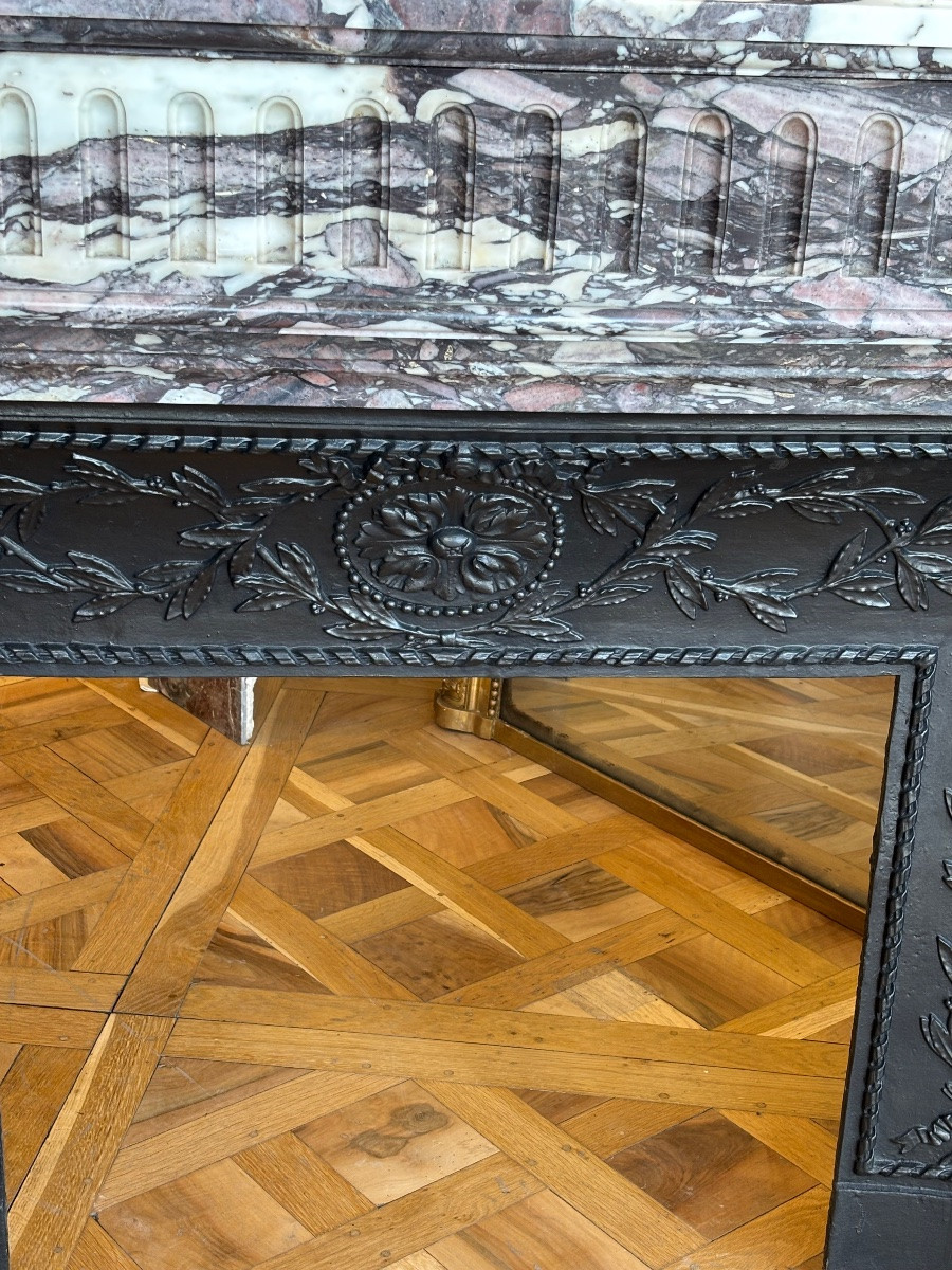 Paire de cheminées en marbre Breche Violette Louis XVI Napoléon III-photo-4