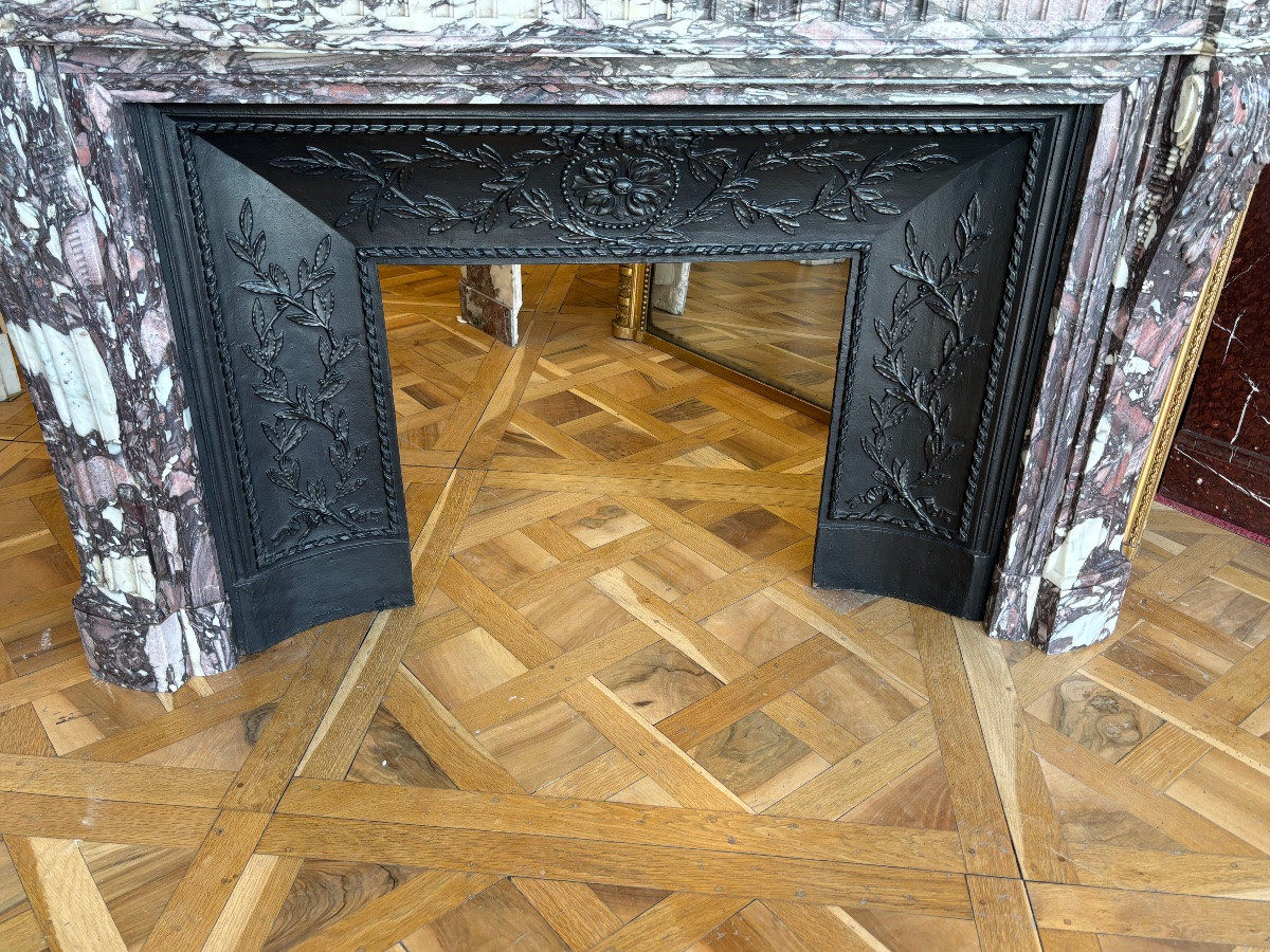 Paire de cheminées en marbre Breche Violette Louis XVI Napoléon III-photo-2