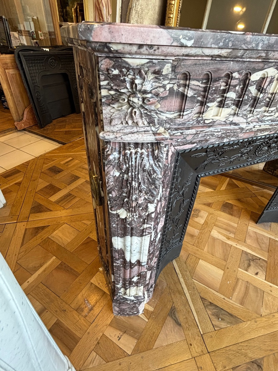 Paire de cheminées en marbre Breche Violette Louis XVI Napoléon III-photo-4