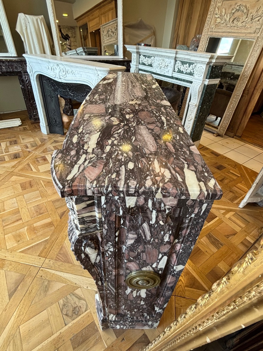 Paire de cheminées en marbre Breche Violette Louis XVI Napoléon III-photo-5
