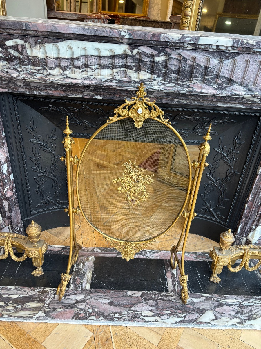 Louis XVI Napoleon III Breche Violette Marble Fireplace-photo-3