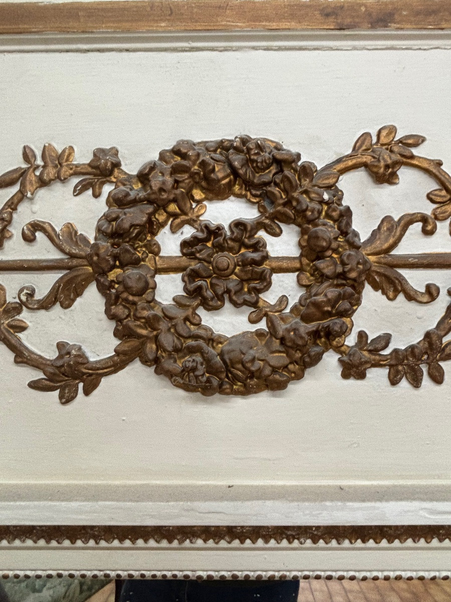 Paire de trumeaux peints et dorés de style Louis XVI fin du XIXeme siècle -photo-4
