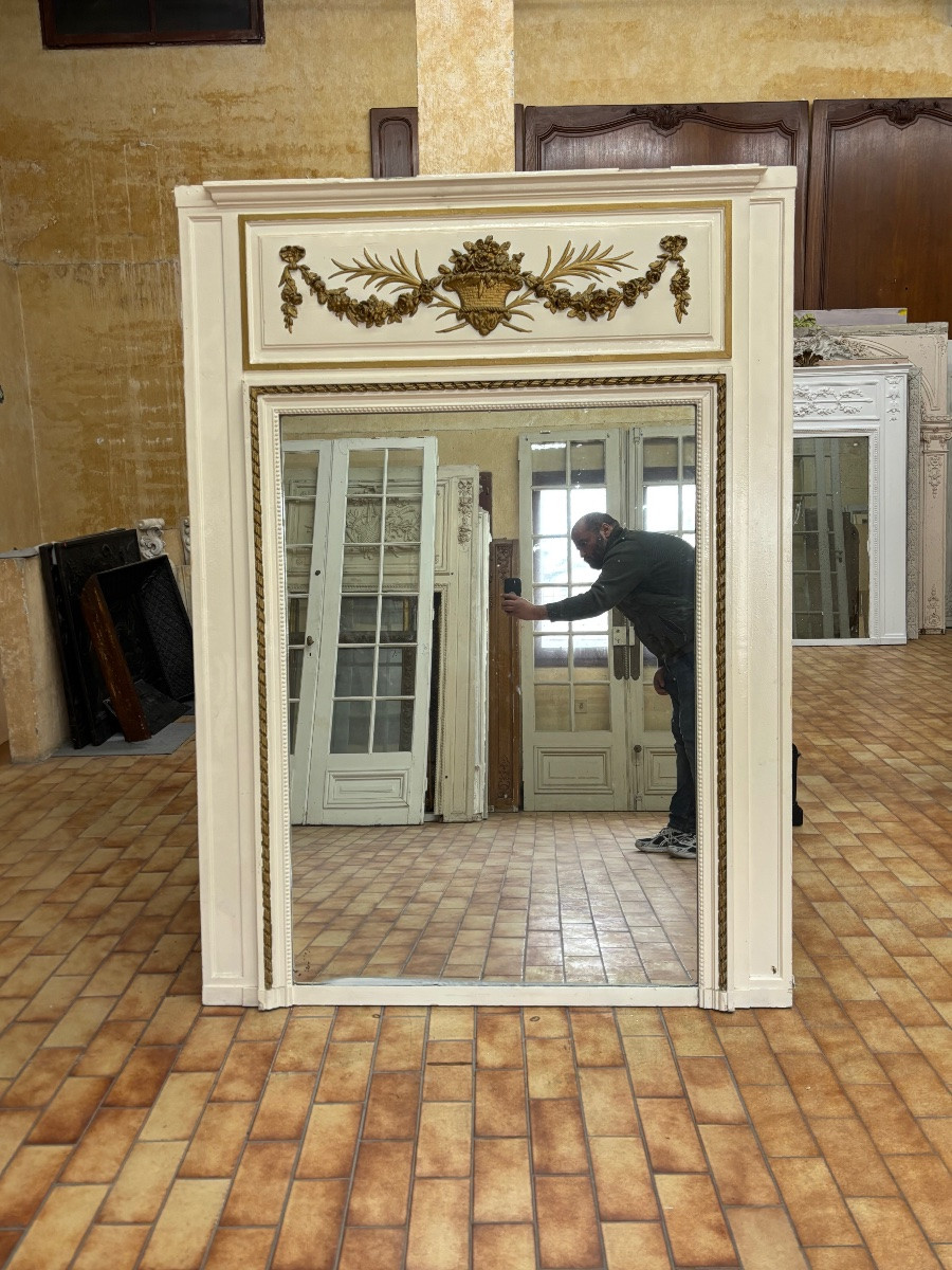 Trumeau peint de cheminée de style Louis XVI fin du XIXeme siècle -photo-2