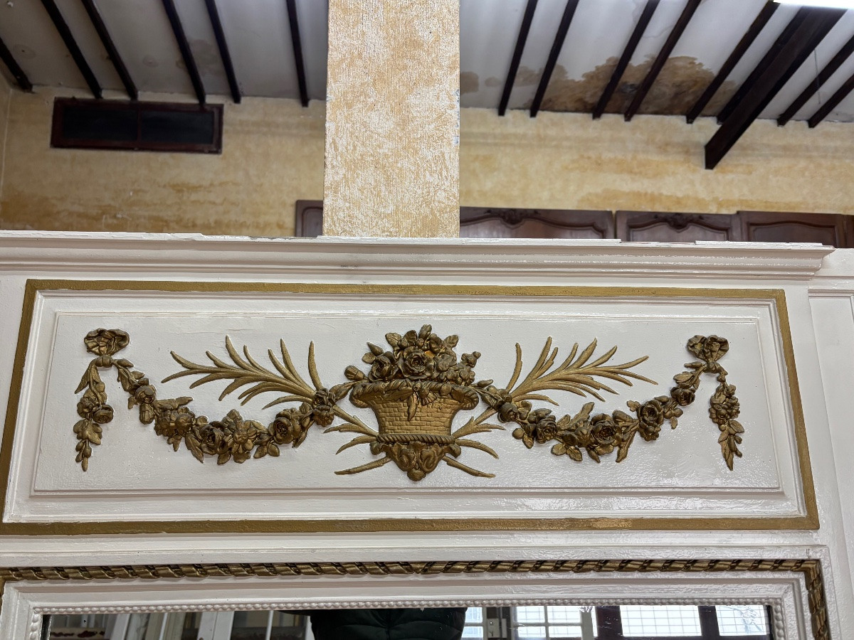 Trumeau peint de cheminée de style Louis XVI fin du XIXeme siècle -photo-4