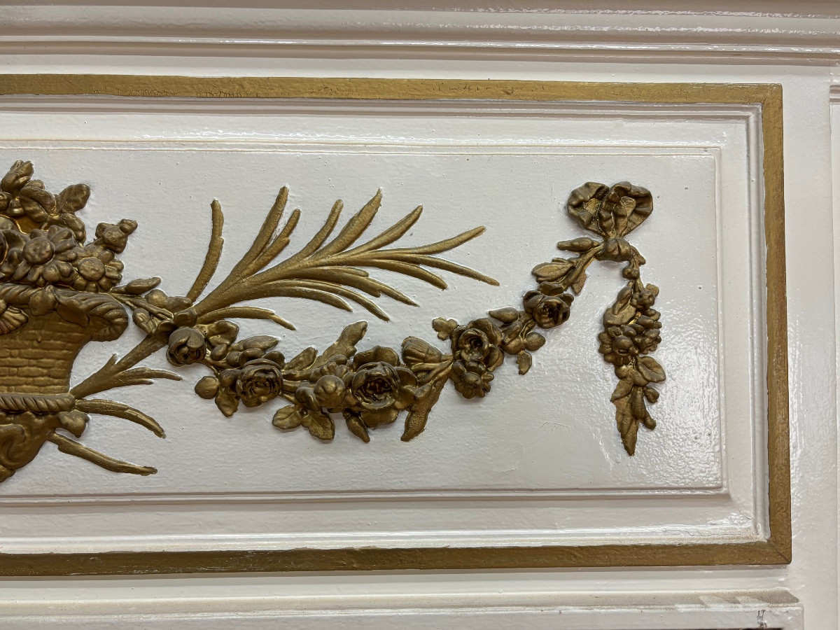 Trumeau peint de cheminée de style Louis XVI fin du XIXeme siècle -photo-1