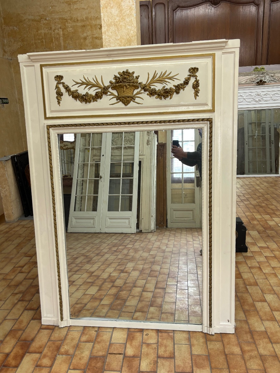 Trumeau peint de cheminée de style Louis XVI fin du XIXeme siècle -photo-2