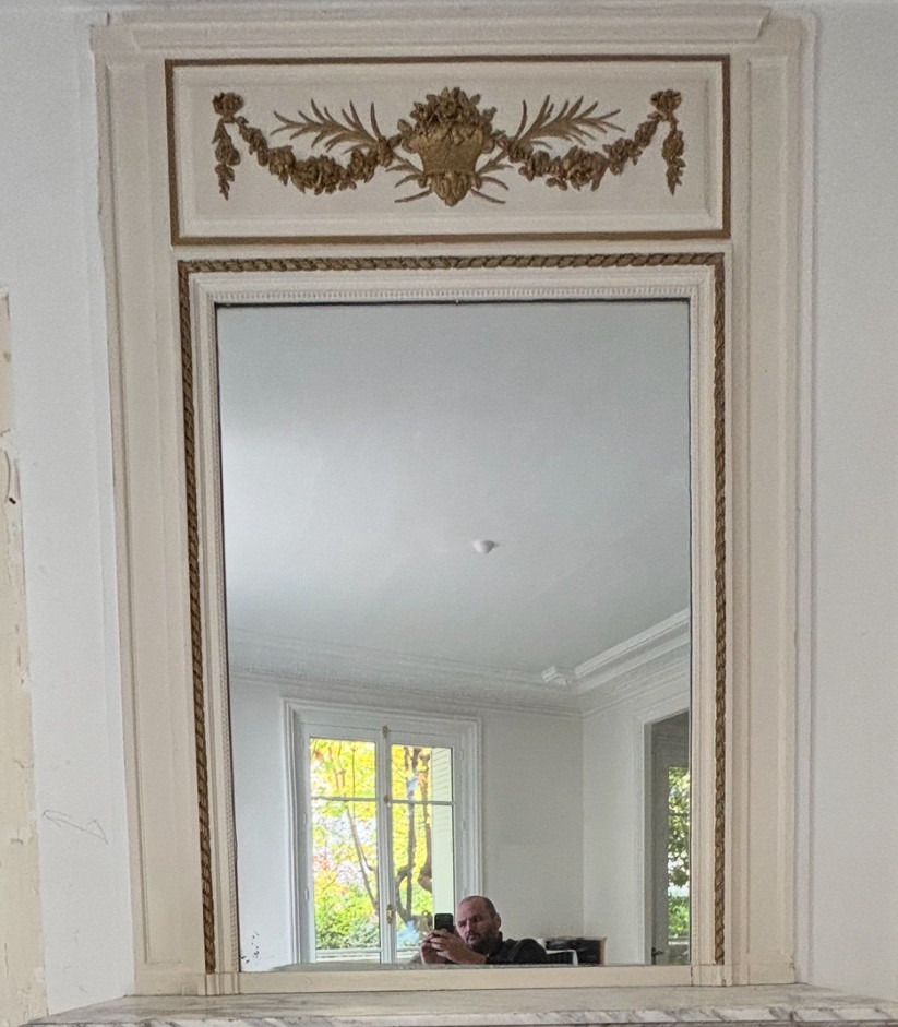 Trumeau peint de cheminée de style Louis XVI fin du XIXeme siècle 