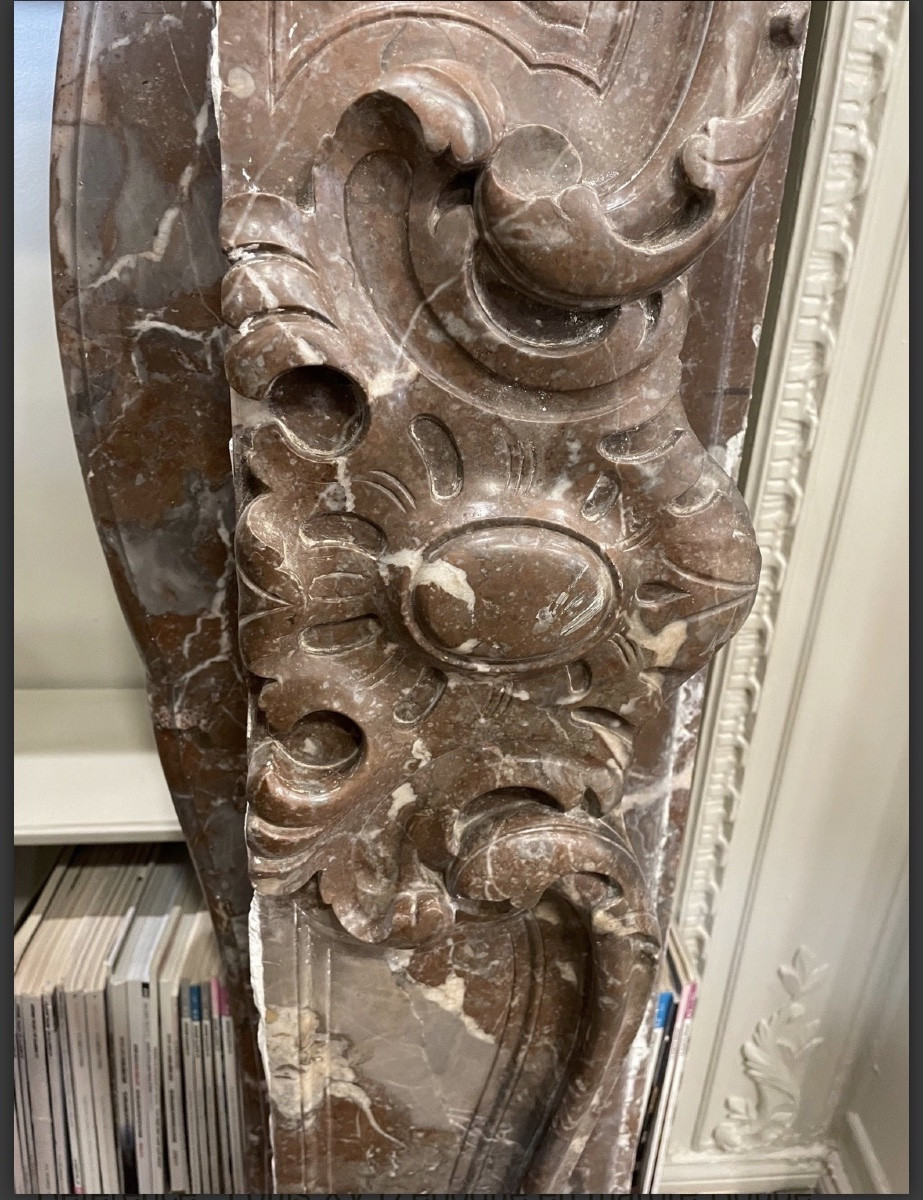 Louis XV Period Fireplace In Royal Red Marble -photo-2