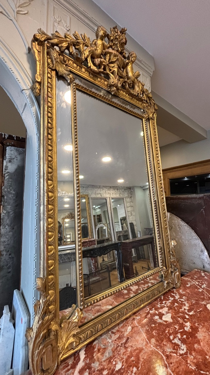 Louis XVI Style Gilt-fronted Mirror Dating From The Late 19th Century -photo-3