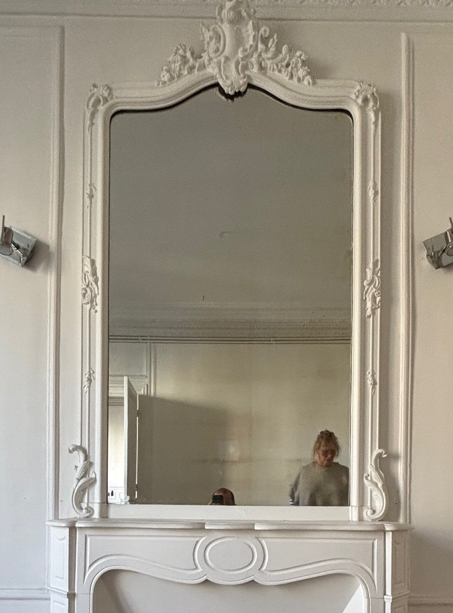 Miroir de cheminée de style Louis XV dans le goût rocaille fin du XIXeme siècle -photo-2