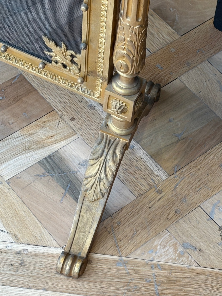 Pare feu ancien de cheminée en bronze doré style Louis XVI réalisée à la fin du XIXème siècle  -photo-4