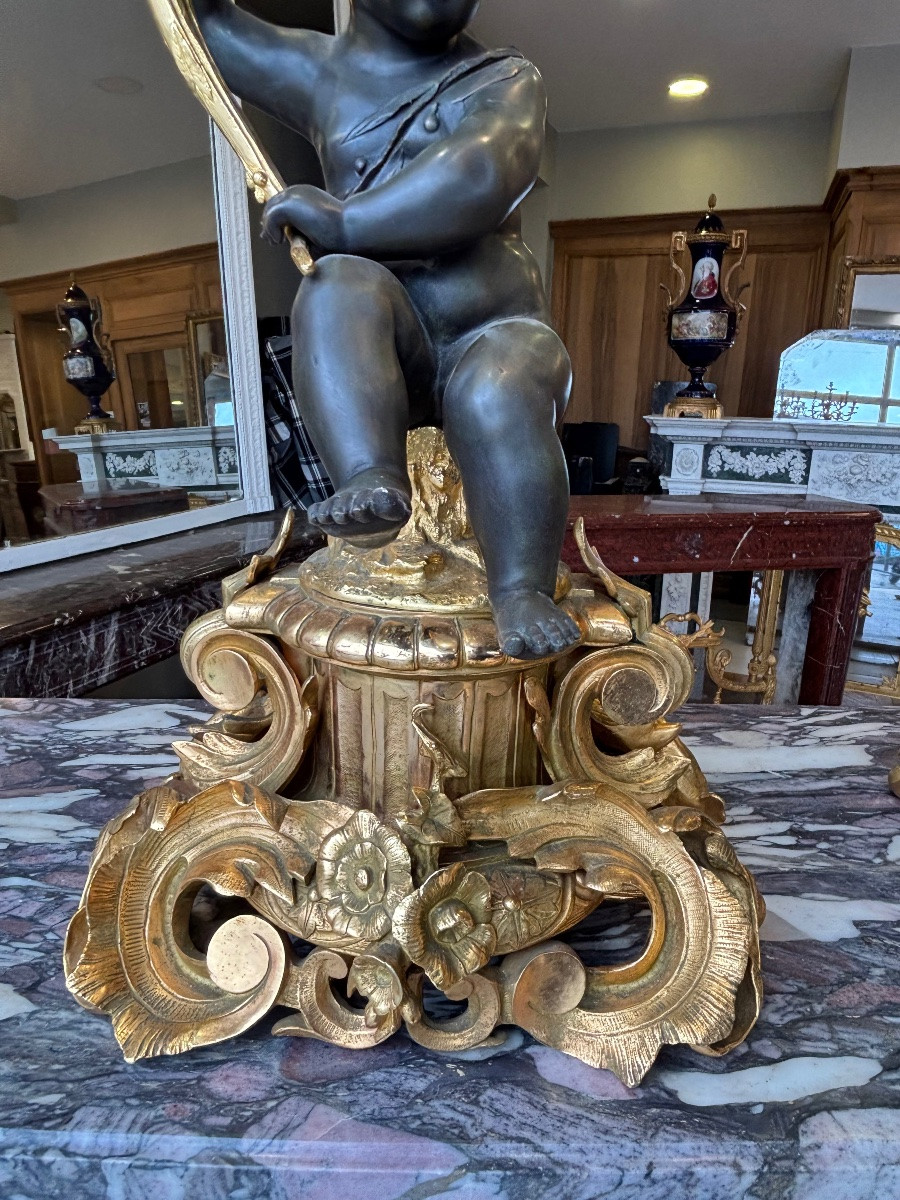 Large Pair Of Rococo Style Bronze Candelabra After Clodion, Late 19th Century -photo-6