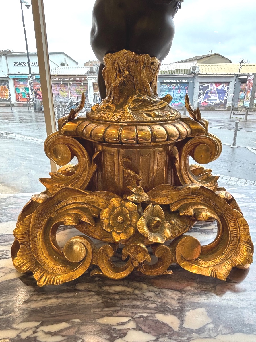 Large Pair Of Rococo Style Bronze Candelabra After Clodion, Late 19th Century -photo-6