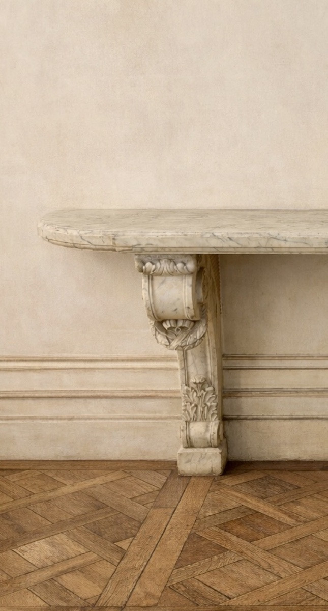 Importante console murale en marbre Blanc De Carrare sculptée style Louis XVI XIXeme siècle -photo-2