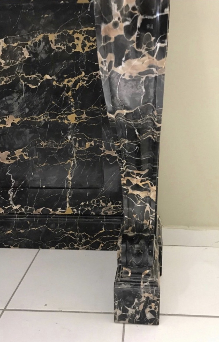 Antique Console In Black Portoro Marble Dating From The Late 19th Century-photo-2