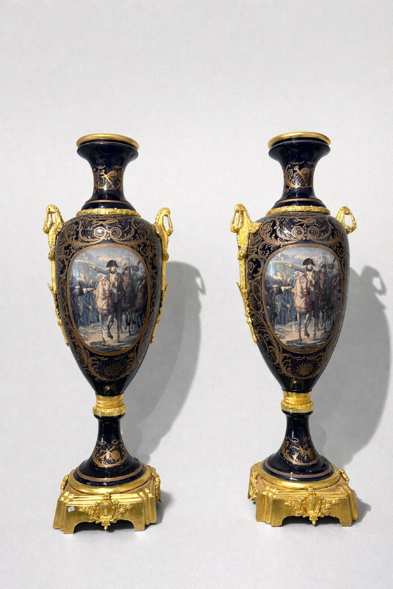 Two Identical Decorative Vases In The Style Of Sèvres, 20th Century