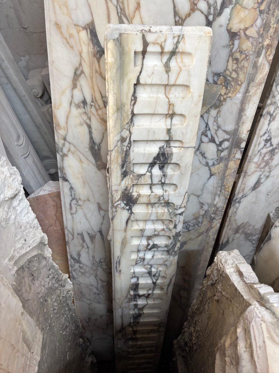 Rare Pair Of Antique Louis XVI Style Mantels In Breche Violette Marble From The 19th Century-photo-3