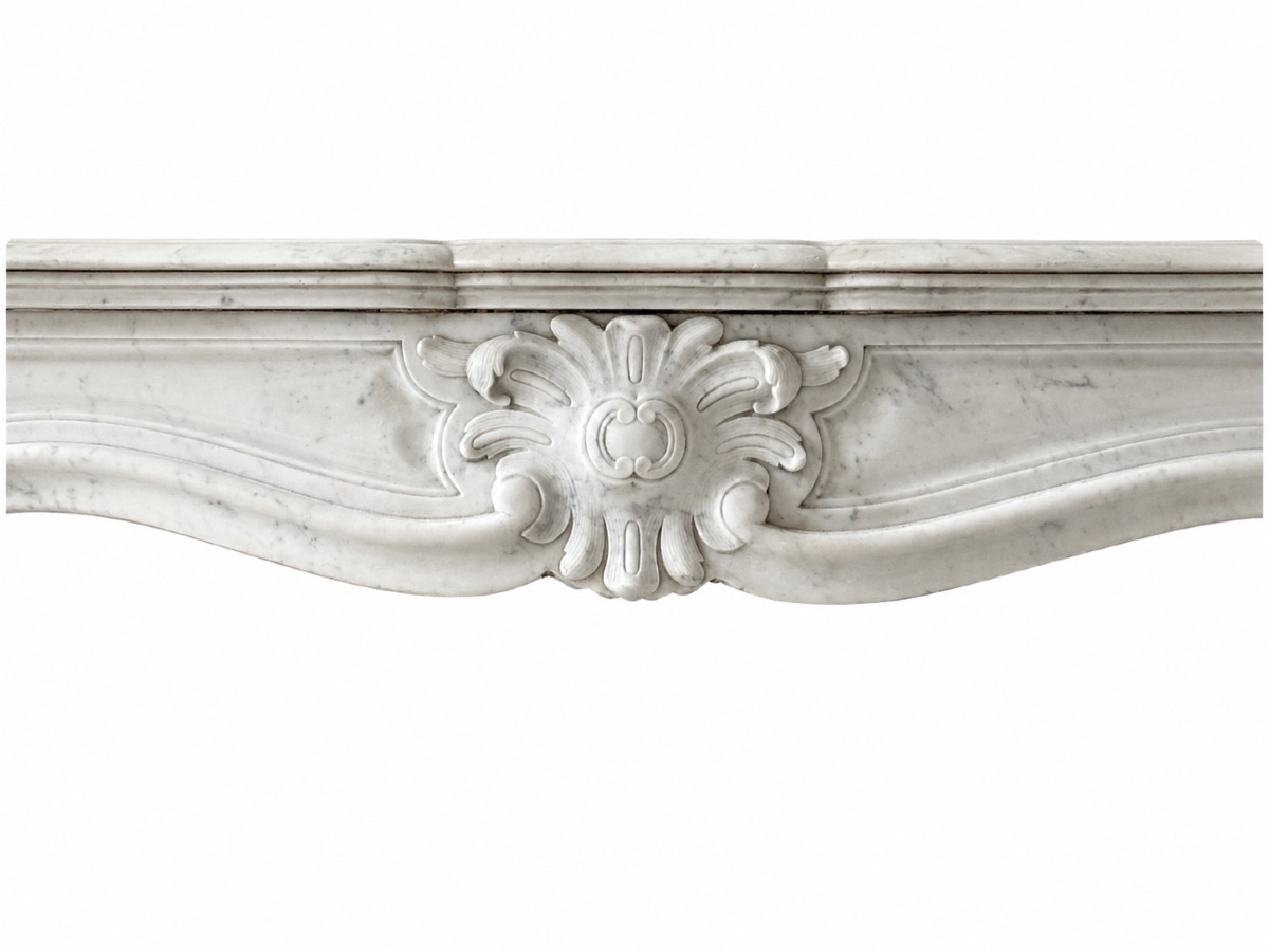 Antique Louis XV Style White Carrara Marble Mantel From The Late 19th Century-photo-2