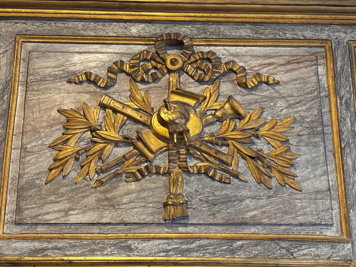 Louis XVI Period Trumeau In Wood Carved In Imitation Marble-photo-2