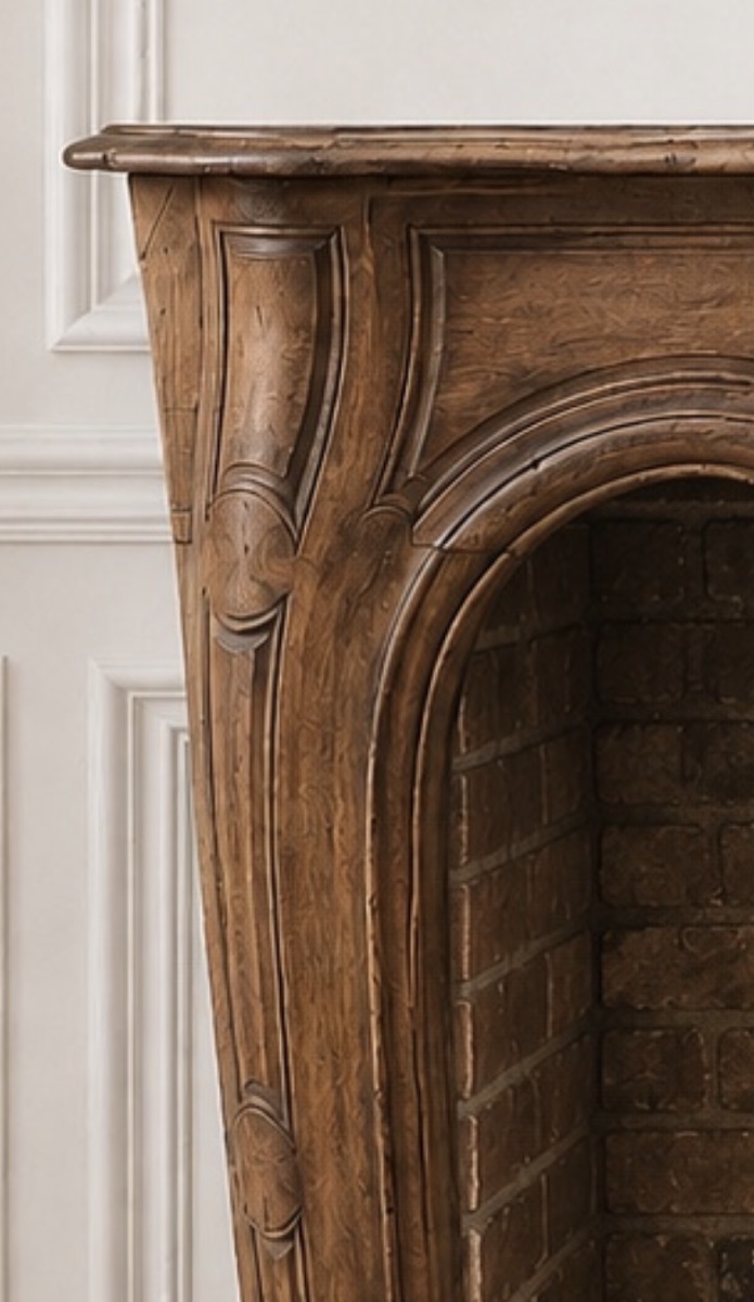 Cheminée ancienne D’époque Louis XV Provençal dite à Arbalète Réalisée en bois de chêne -photo-4