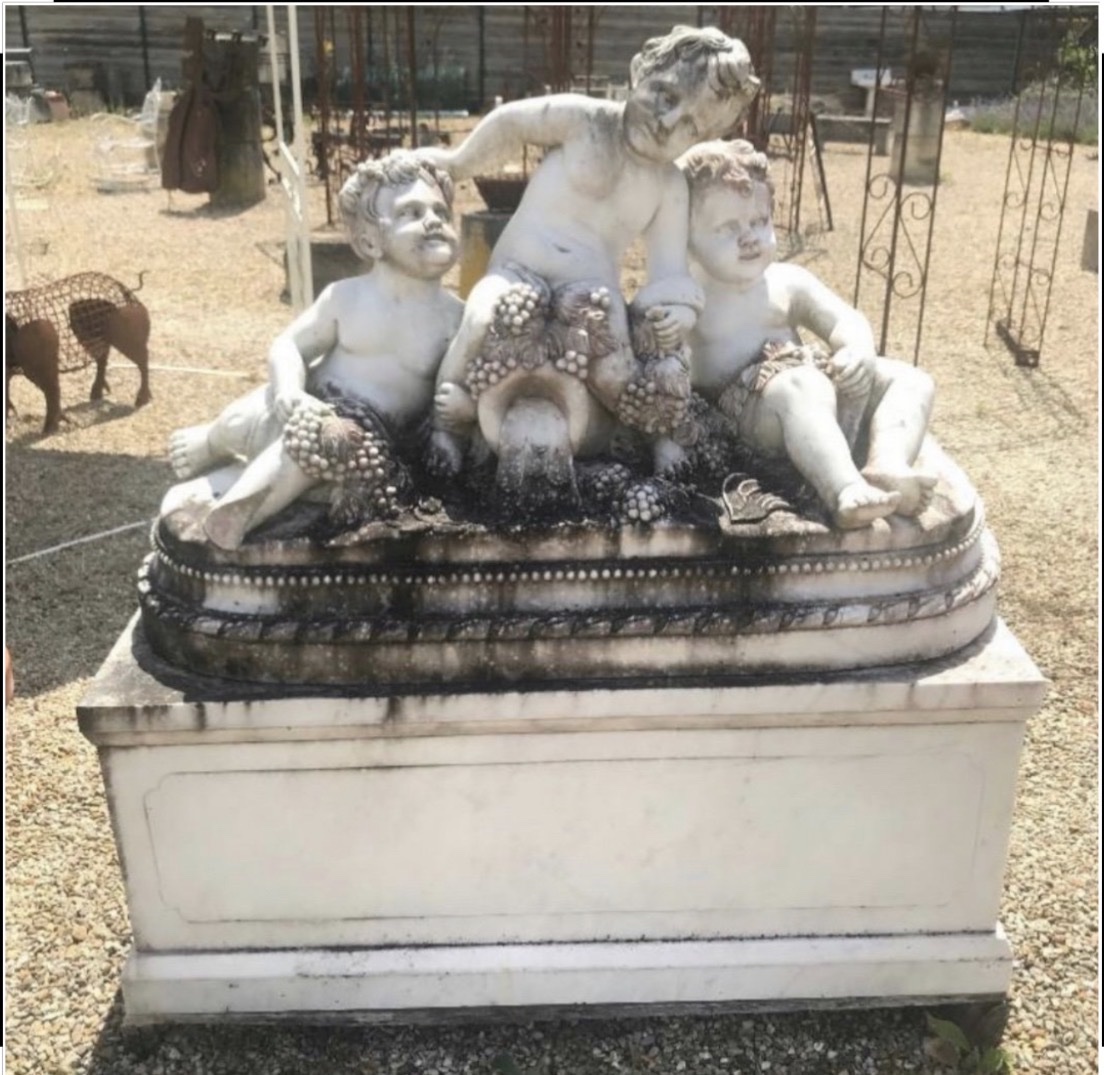 A Large Group Of Children Carved From White Marble, Depicting The Return From The Harvest  -photo-4